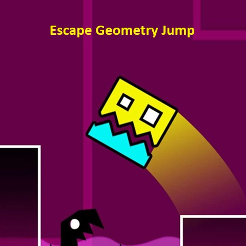 Cube is overcoming obstacles in Escape Geometry Jump