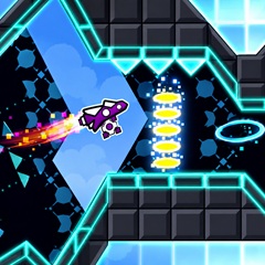 Control the character to overcome obstacles and pass through teleporters