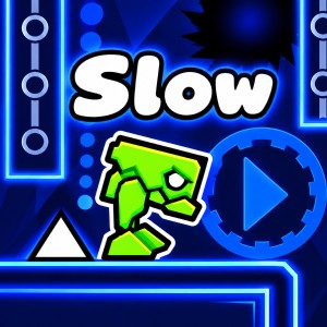 The robot character is jumping over an obstacle