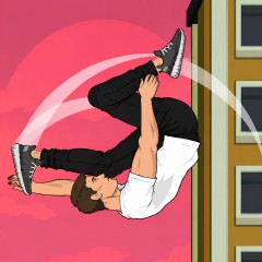 Move the character to jump and land with a skillful acrobatic flip